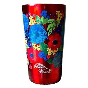 PIONEER WOMAN w/lid Thermal To-Go Tumbler Mug Stunning RED Blue Green Yellow EUC